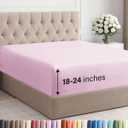 Extra Deep King Fitted Sheet - Hotel Luxury Single Fitted Sheet Only - Easily Fits 18 inch to 24 inch Mattress - Ultra Soft, Wrinkle & Fade Free w/Extra Deep Pockets - Breathable & Comfy - Light Pink