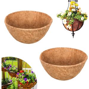 Riare 2 Pack 20 Inch Round Coco Liners Replacement- 100% Natural Coconut Coir Liners for Hanging Baskets, Garden Flower Vegetables Planter Pot, Window Box, Fence, Decks