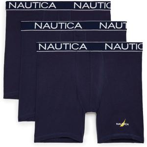 Nautica Men's 3-Pack Cotton Stretch Limited Edition Boxer Briefs (Large, Peacoat)