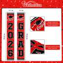 4 x 2026 Graduation Decorations,Congrats Grad Banner Backdrop for Class of 2026 Decorations- Red Graduation Party Decorations
