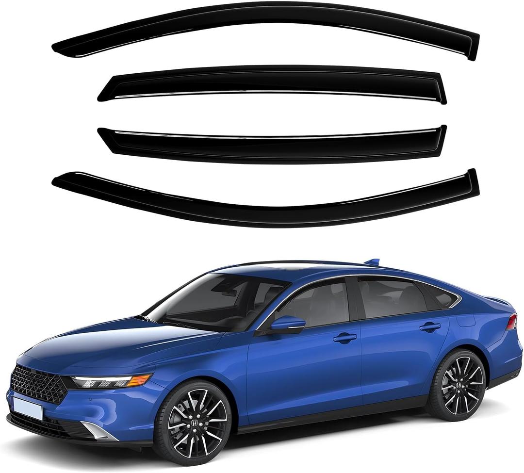 Canvcle Accord Rain Guards - Window Visors for Honda Accord 2023-2025 2026, Outside-Mount Side Window Wind Deflectors for Accord Accessories, Vent Visors Shades Rainproof Black 4PCS