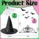 Tlswshsy 18 Pcs Princess Crowns and Witch Hats Set, Witches and Princess Party Favors, Queen Wizard Hats Decoration for Birthday Costume Cosplay Halloween Party Supplies Photo Props