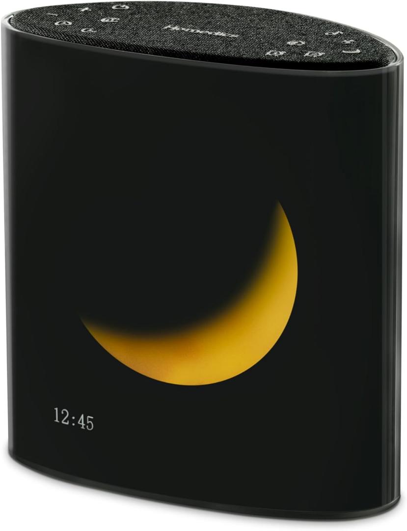 Homedics Sound Sleep Moon Dream Sound Machine and Alarm Clock, Enhance Sleep,18 Soothing Sounds, Lunar Display, Bluetooth Connectivity Speaker, and Adjustable Brightness