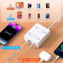 Surge Protector Power Strip 15 Ft Cord, Ultra Thin Flat Extension Cord with 8 Outlets 4 USB Ports(2 USB C), Flat Plug Power Strip, 15 Ft Long Braided Power Cord for Home, Office, Dorm Room Essentials (White & Grey)