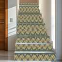 PLIGREAT 15 Strips Totem Pattern Stair Decals Peel and Stick Stair Riser Stickers Retro Style Murals Decor for Steps 7.1"x39" Self-Adhesive Stair Riser Decals for Home Hotel Decor
