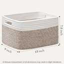 UBBCARE 4 Pack Storage Baskets for Shelves, Baskets for Organizing, Cube Shelf Storage Bin with Handles, Woven Storage Basket, 13"L x 9"W x 7.5"H, White&Light Brown
