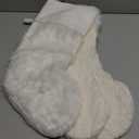 Rustic Personalized Christmas Stockings, 4 Pcs 18 Inch Luxury Snow White Ivory White Thick Plush Faux Fur Stocking with 4 Styles Textured Patterns, Christmas Home Decor Farmhouse Xmas Decorations