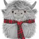 Highland Cow Stuffed Animal, 12 Inch Highland Cow Pillow Soft Fluffy, Cow Pillow for Birthdays Party Farm Home Decor (Grey)