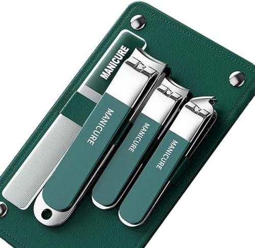 Pack of 3 KACE FISH Nail Clippers Set 5PCS Ladies Stainless Steel Manicure Kit,Fingernails & Toenails Clippers (Green)