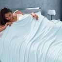 GOHERO Cooling Blanket Throw 50"x70" - Double Sided Summer Blankets for Hot Sleepers - Lightweight Soft Arc-Chill Q-Max >0.5 Blanket Absorbs Heat to Keep Cool on Warm Nights Blue