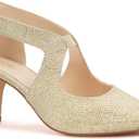 Women's Pumps,Comfortable Closed Toe 3-Inch Kitten Heels,Low Heels for Work,Office,Wedding,and Dressy Occasions,Dress Shoes for Women (10, Gold)