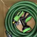 NON-EXPANDABLE Garden Hose 25ft x5/8'', Heavy Duty Flexible Water Hose with 10-Function Sprayer, Lightweight, Leak Proof, Durable Fabric Skin, Pressure Resistant for Yard, Outdoor
