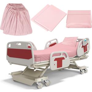 Moukeren 6 Pcs Hospital Bed Sheets Set Deep Pocket Fitted Sheet 36 with Elastic All Around Easy Care Knitted Jersey for Home/Nursing Home (Pink)