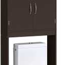 Yaheetech Over The Toilet Storage, Taller Bathroom Organizer Space-Saving Storage Cabinet with Adjustable Shelves and Double Doors, 77 in H, Espresso