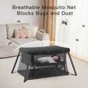 Gromast 2 in 1 Portable Travel Crib for Toddler, Foldable Crib for Baby, Lightweight Playpen Collapsible Playard with Soft Mattress, Easy to Carry Baby Travel Bed for Outdoor, Indoor (Black)