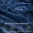 BEDELITE Velvet Fitted Sheet and Pillowcase Set, Luxury Soft Fuzzy Bottom Sheet with Reinforced Elastic Corner Straps, Deep Pocket up to 15 Inch, 1 Fitted Sheet and 1 Pillowcase (Twin XL, Navy Blue)
