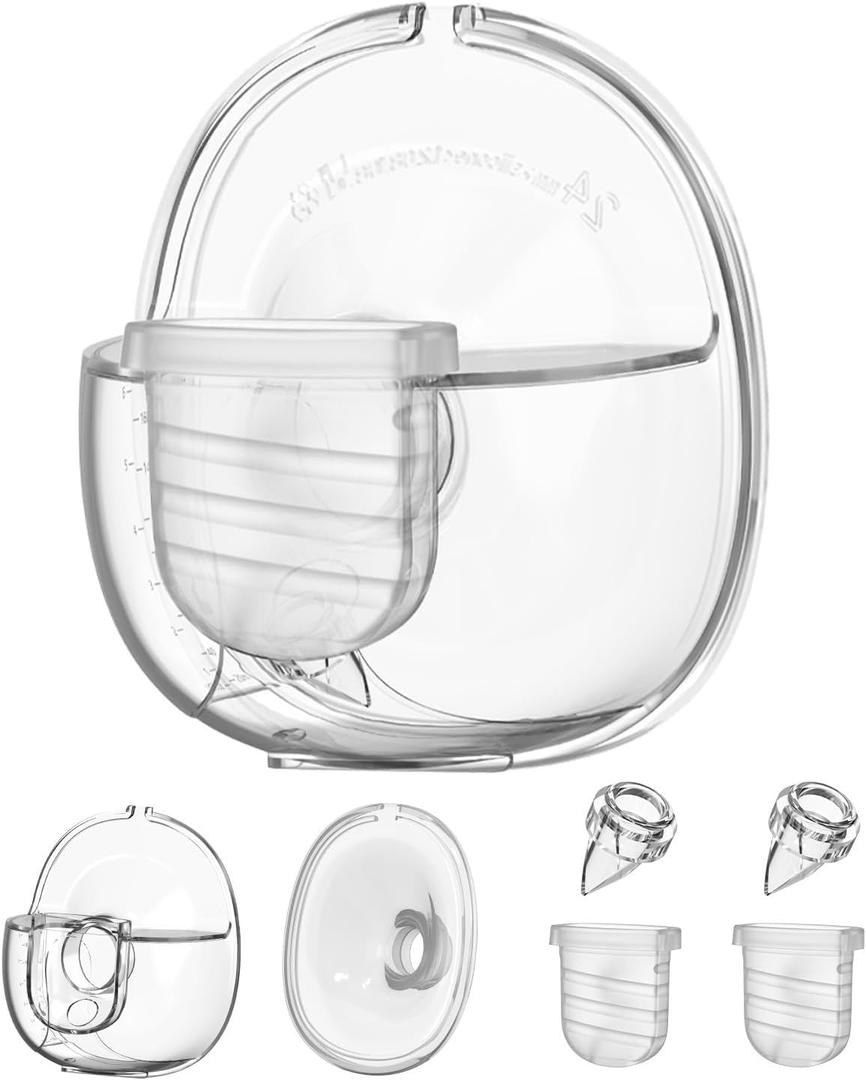 Wearable Breast Pump Parts Include Duckbill Valve, Silicone Diaphragm, 24mm Flange, Milk Collector Cup Compatible with Lansinoh Discreet Duo, Mammanuwa, Nuliie S32 Breast Pump
