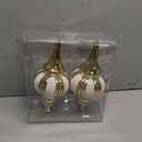 2 Pcs 10" Large Christmas Ball Ornaments - Shatterproof Finial Drop Decorations for Holiday Tree - Gold & White Big Hanging Balls