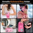 2 x Hocase for iPhone 16 Pro Case 6.3", with Magnetic Ring Stand [Compatible with MagSafe] [Military Grade Protection] Slim Shockproof Translucent Protective Phone Case - Hot Pink