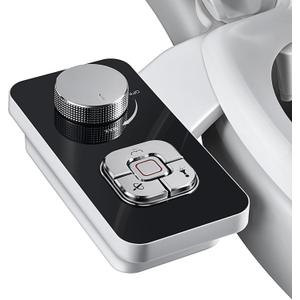 SAMODRA Bidet Attachment, Non-Electric Cold Water Bidet Toilet Seat Attachment with Pressure Controls, Retractable Self-Cleaning Dual Nozzles for Frontal & Rear Wash - Black