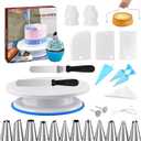 Cake Decorating Tools Supplies Kit - 82Pcs Baking Accessories with Turntable Stand Leveler 12 Piping Tips 52 Bags Icing Comb Scrapers Spatulas Cupcake Cookie Frosting Fondant Bakery Set for Beginners