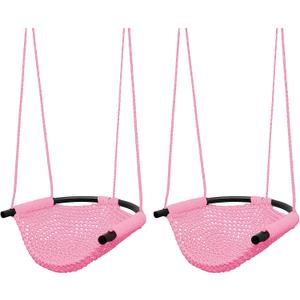 JKsmart 2 Pack Kids Swing Seat, Heavy Duty Rope Play Secure Children Swing Set, Toddler Swing Chair for Outdoor/Indoor/Playground/Home/Tree, with Snap Hooks and Swing Straps,440 lbs Capacity,Pink
