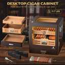 XIFEI Cigar Humidor Cabinet, Glass Top & Adjustable LED Lighting, Digital Hygrometer, 2 Humidifiers, Cigar Tube, Desktop Cedar Wood Humidor with Accessory Drawer for 80-100 Cigars, Ideal Men's Gift