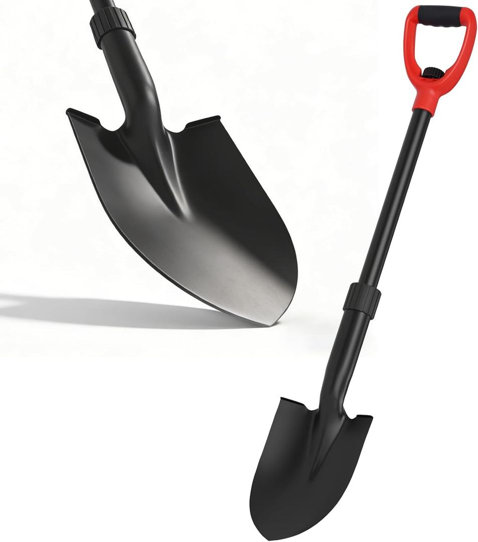 Shovel, Shovels for Digging, 33" Garden Shovel Heavy Duty with Ergonomic D-Grip, Small Spade Shovel for Camping, Edging, Off-Road, Metal Portable Mini Shovel with Fiberglass Shaft, Lightweight