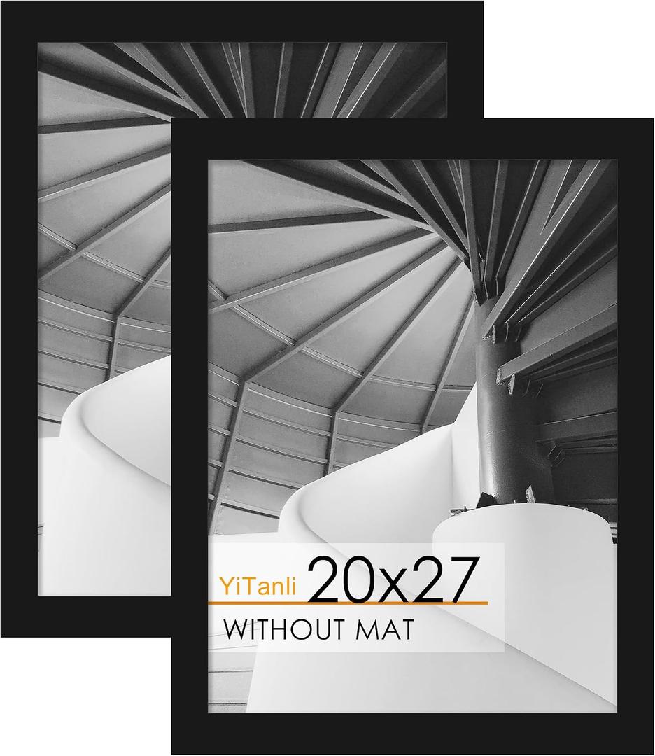 Puzzle Frame 20x27, for 20 x 27 in Posters and Art Prints, Horizontal or Vertical Wall Mounting, Black 27x20 Picture Frame for Puzzle, 2 Pack
