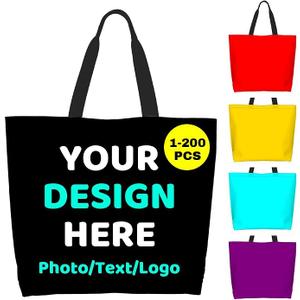 Custom Tote Bags with Photo Personalized Shopping Bag Add Your Text Logo Name Reusable Travel Bags