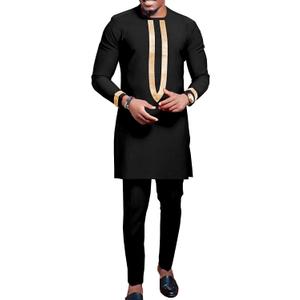 African Clothing for Men Full Sleeve Embroidery Shirts and Pants 2 Pieces Outfits Plus Size African Suit L