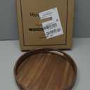 Round Decorative Tray,Wooden Serving Tray with Handles, 11.8in Vintage Brown Decorative Trays for Coffee Table,Kitchen Counter,bandejas decorativas