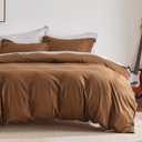 Bedsure Duvet Cover Queen Size - Soft Double Brushed Bedding Set for Kids & Adults, Zipper Closure, 3 Pieces, Includes 1 Duvet Cover (90"x90") & 2 Pillow Shams, NO Comforter, Brown