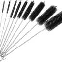 CiaraQ Bottle Cleaning Brushes, 8 Inch Nylon Tube Brush Set, Cleaner for Narrow Neck Bottles Cups with Hook, Set of 10pcs, Black (8.0 Inch)