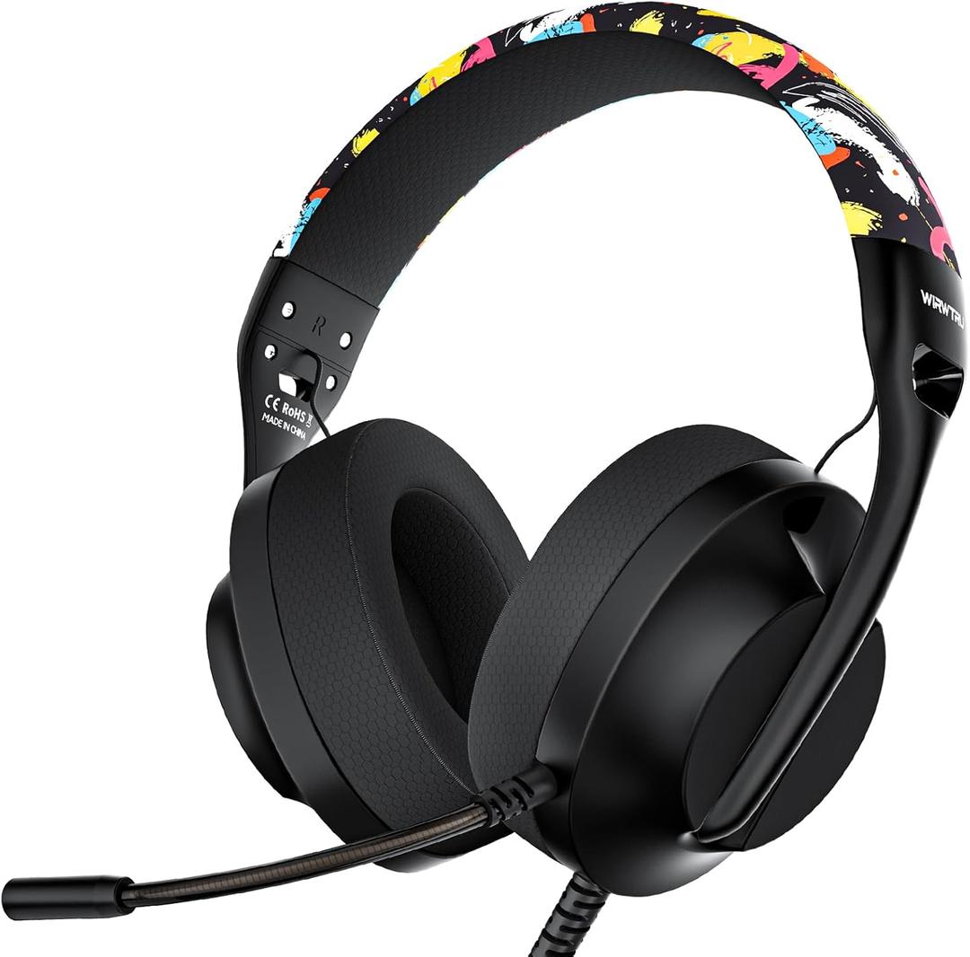 S30 Gaming Headset with Microphone,198g Lightweight Design, Wired Gaming Headphones for Xbox, Xbox Series X|S, PS5, PS4, Switch, PC, Noise Cancelling Mic, Soft Earmuffs (Graffiti)