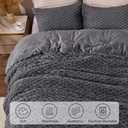 BEDELITE Fluffy King Size Comforter Set, Dark Grey Fleece Bed Set 3 Pieces