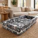 Portable Toddler Bed Foldable Toddler Travel Bed & Folding Floor Bed for Kids/Toddlers 1-5, High-Density Foam, Safety Rails, Washable Cover, No Assembly