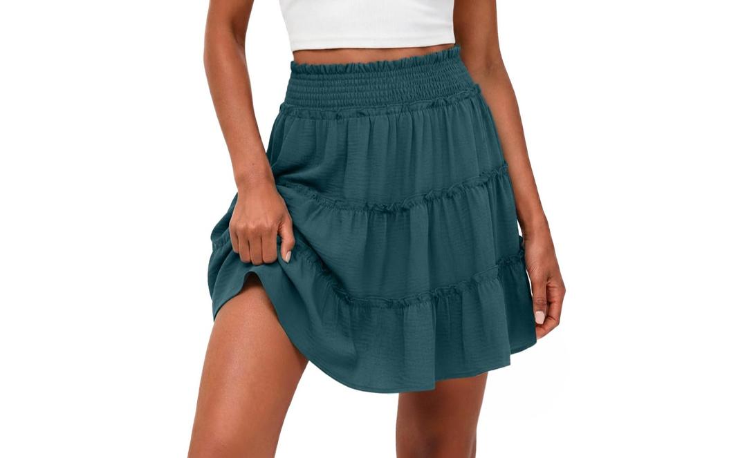 Lepunuo High Waisted Womens Skorts Skirts Boho Casual Flowy Trendy Cute Short Skirt with Pockets