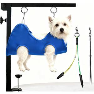 Foldable Dog Grooming Arm, Dog Grooming Table Arm with Hammock and No-Sit Holder, Grooming Restraint for Small Medium Dogs at Home or Salon
