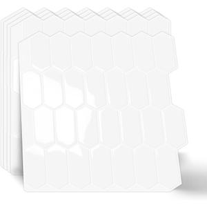 10-Sheet Long Hexagon Peel and Stick Kitchen Backsplash Tiles,3D Waterproof Self-Adhesive Wall Tile Stick on Backsplash for Kitchen, Bathroom, Fireplace,RV(White,12"12")