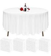 Tablecloth, White, Circle D- 10 Ft, Pack of 6