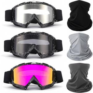Dirt Bike Goggles Motorcycle Atv Motocross Goggles with Neck Breathable Face Cover Dustproof Windproof for Men Women (Black)