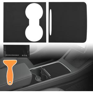 Tinlucys Center Console Matte Black Wrap Designed for Tesla Model 3/Y 2021-2024,Model 3/Y Interior Black Console Cover Accessories