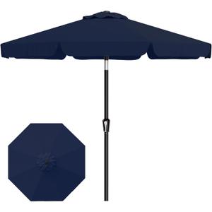 AreShark 9FT Valance Patio Umbrella, Outdoor Table Umbrella with Tilt and Crank, Outdoor Market Umbrellas W/ 8 Sturdy Ribs UV Protection for Garden, Deck, Backyard and Pool, Navy
