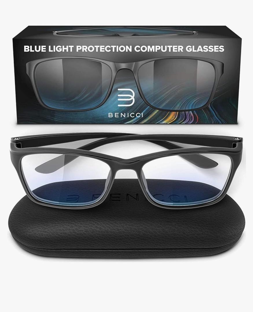 Stylish Blue Light Blocking Glasses for Women & Men – Helps Ease Digital Eye Strain & Headache from Computers, Phones w/Case