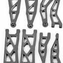 Aluminum Alloy Front & Rear Upper & Lower Swing Arms Upgrade Parts for Arrma 1/18 Granite Grom Typhon Grom (Black)