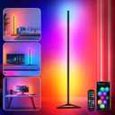 RGBIC Floor Lamp,16 Million Colors LED Floor Lamps 141 cm Lamps for Living Room with Music Sync,Standing Lamp with App and Remote Control,Gaming Ambient Lighting Corner Lamp Bedroom Decor (1pc, Black)
