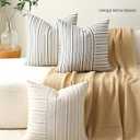 DWR Striped 3D Textured Weave Throw Pillow Covers 20x20 Set of 2, Polyester Cotton Blend in Black, Modern Farmhouse Decorative Pillow Cases for Couch Sofa Bed Living Room