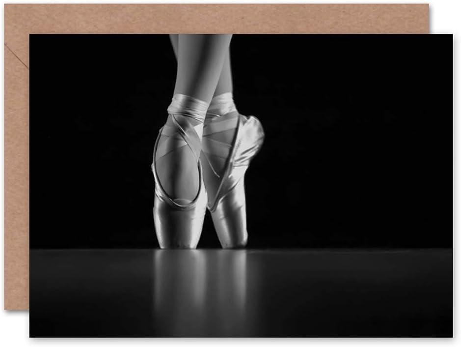 Wee Blue Coo CARD GREETING MONOCHROME BALLERINA DANCER SHOES GIFT