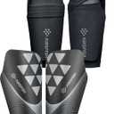 Soccer Shin Guards for Kids Adults, CE Certified Shin Pads Sleeves Defender Protection Gear with Insert Pocket EVA Cushion Reduce Shocks and Injuries for Boys Girls Men (M(4'11"-5'7"), Black)